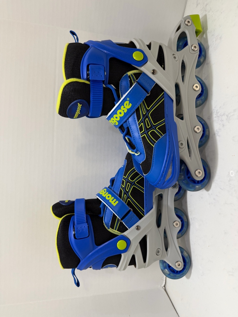 Mongoose Blue Kids Adjustable Inline Skates with Secure Straps and LED lights - Picture 5 of 16